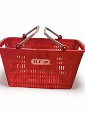 Lot Of 2 HEB Kids Play Pretend Plastic Toy Shopping Grocery Basket Red Small