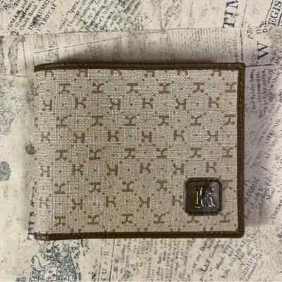 Vintage Karina Firenze Made In Italy Wallet Leather /canvas Letter K Card Wallet