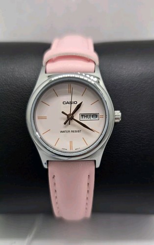CASIO LTP-V006L-4B Pink Dial Pink Leather Ladies Watch - 第 1/16 張圖片