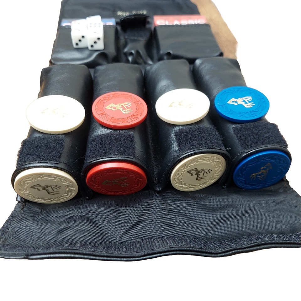 Travel DEER Poker Chip Dice and Card Set in Game Case MNT CORK U.S.A