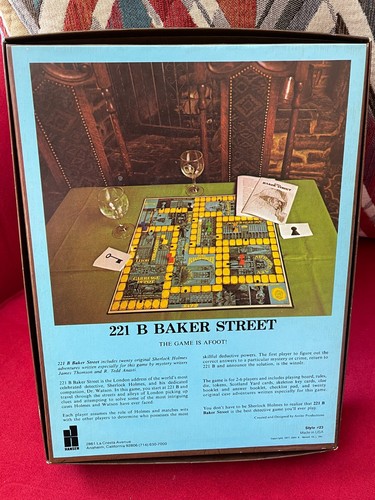 221B Baker Street The Master Detective Sherlock Holmes 1977 Board Game - Picture 2 of 4