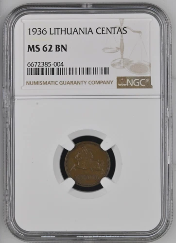 Lithuania 1 Centas 1936 NGC MS 62 BN