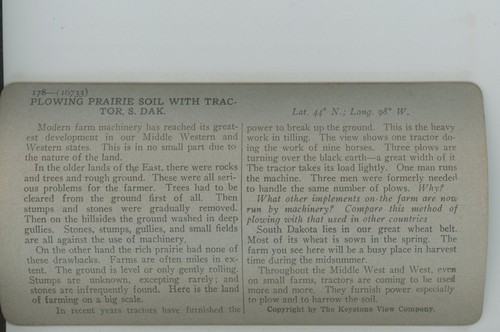 Plowing Rich Prairie Soil T127 Dakota SD Stereoview - Picture 3 of 4