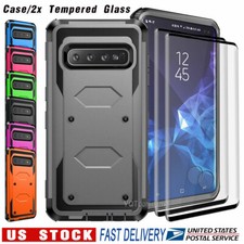 For Samsung Galaxy S10 S20 S21 S22 S23 Shockproof Hard Case Cover Tempered Glass