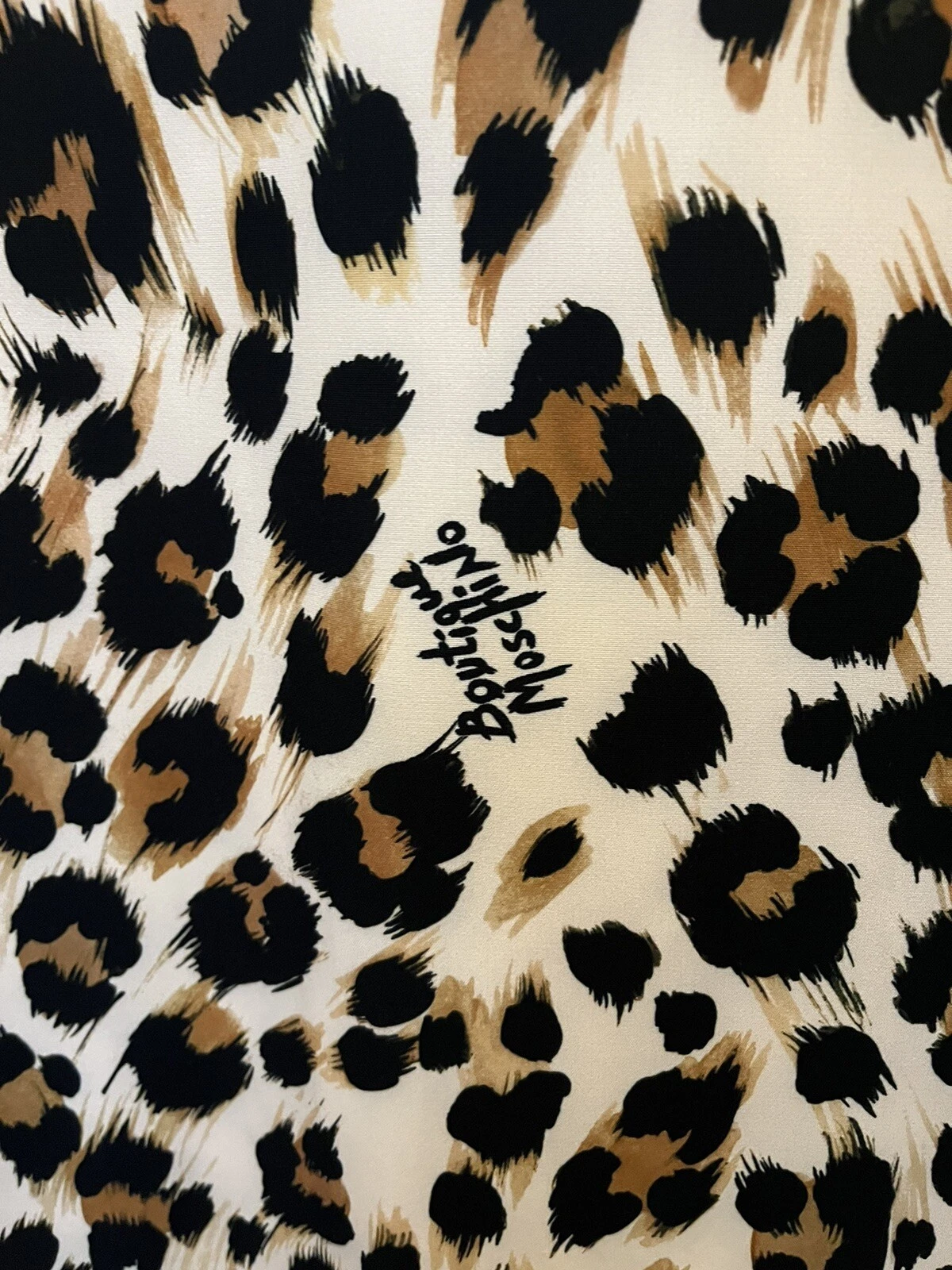 Splendido abito tunica Moschino Boutique maniche lunghe stampa leopardata UK 10 RRP £ 490