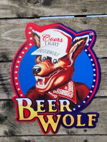 Coors Light Beer Wolf Metal Sign Mancave Wall Decor Rare Coor Beer Sign - Picture 3 of 6