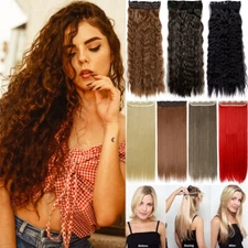 THICK One Piece Clip in As Remy Real Fake Hair Extensions 17 inch 30inch SALE AA