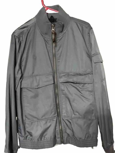 Abercrombie Fitch jacket Men’s Medium Sleight Gray Utility Bomber Zip - Picture 3 of 5
