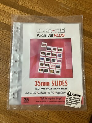 Clear File Archival Plus 35mm Slides Storage 25 Pages Acid Free No PVC 20 per pg