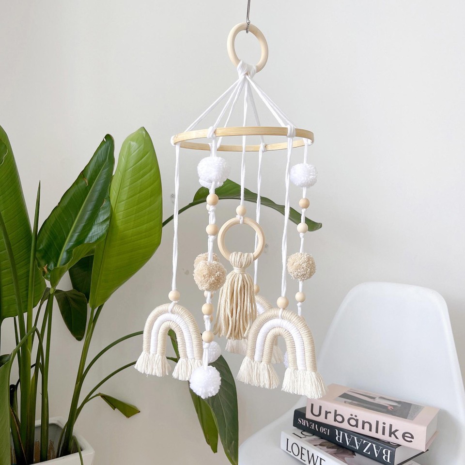 Boho Baby Mobile Baby Crib Mobile Nursery Cot Mobile Macrame Rainbow