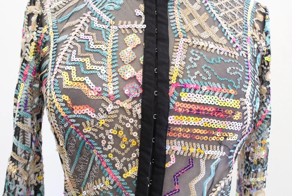 Blusa Top BB Dakota Steve Madden En el Gancho Malla Encaje Lentejuelas Talla S Colorida Foto 4 de 4