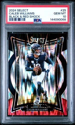 2024 PANINI SELECT BLACK & RED SHOCK #25 CALEB WILLIAMS ROOKIE RC PSA 10