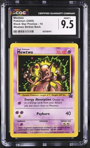CGC 9.5 MEWTWO Black Star Promo 14 Mewtwo Strikes Back WOTC Pokemon Card