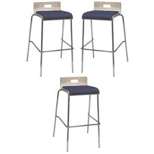 Home Square 30" Low Vinyl Seat Bar Stool in Natural and Grape - Set of 3