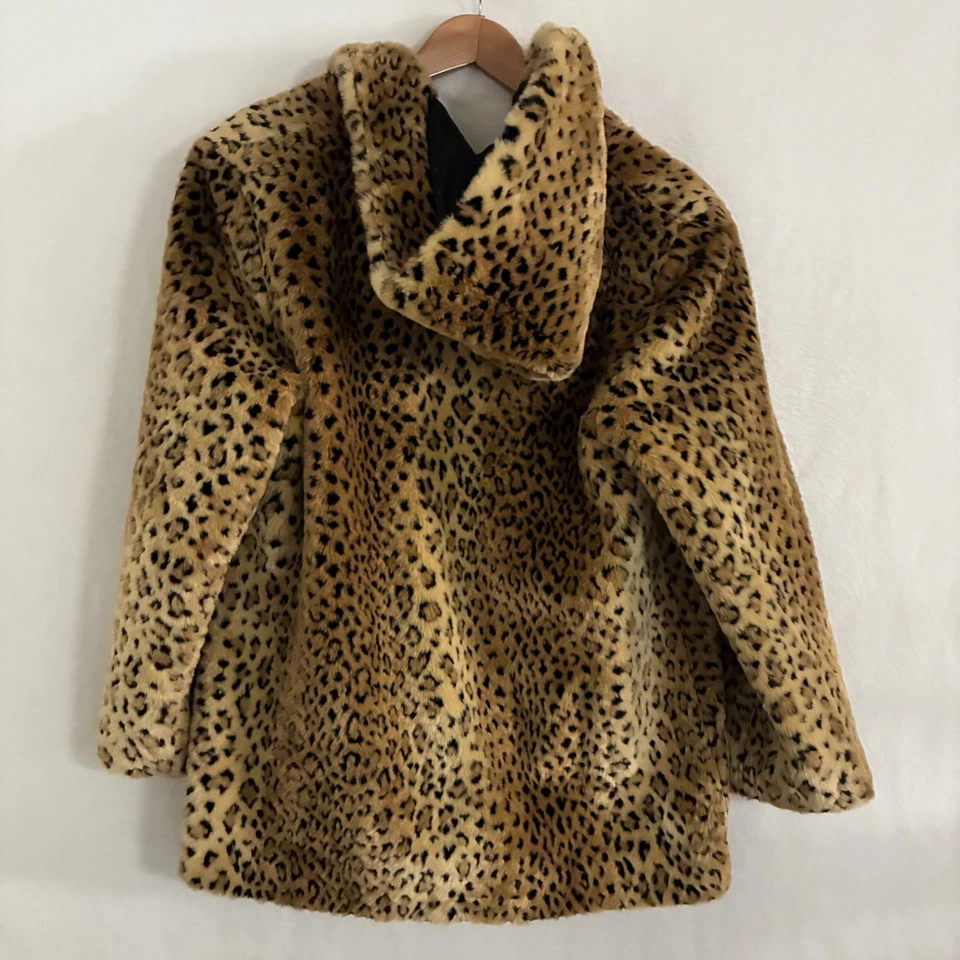 East 5 искусственного меха гепард пальто женщин M с капюшоном леопард животных печати Mob жена - Изображение 4 из 4