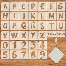 36Pcs Letter Stencils, Reusable Numbers  Alphabet Stencils, 8 inch,Cursive