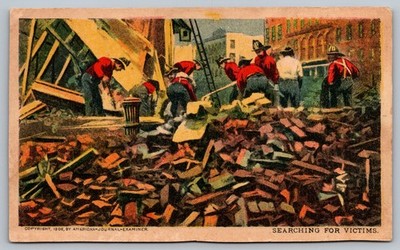1905 Searching For Victims Earthquake California CA Vintage Postcard