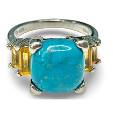 Sterling Silver Ring with Blue Howlite Crystal Accents Size 7