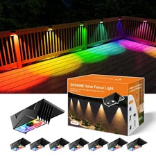 8 Pack Color Change Solar Fence Lights Outdoor for Deck, Railing, Stair, Reta...