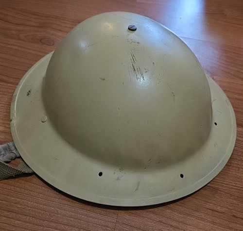 Origional 1940 Stamped British WWII Brodie MKII "Desert Rat" Steel Helmet
