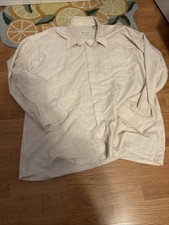 Pierre Cardin Men's Long Sleeve Button Down Shirt Size 2XL Tan Poly Rayon Blend