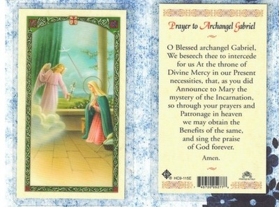 St. Gabriel the Archangel Prayer to Saint Gabriel - Laminated Holy Card