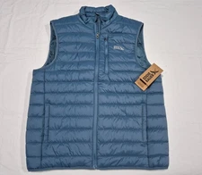 Eddie Bauer Mens Stay Warm Light Weight Puffer Vest, Blue Chest Pocket packable
