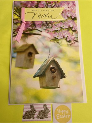 Gorgeous Happy Easter Card & Seal - To Mother Mom  With All Our Love  Deluxe