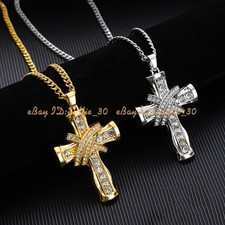 Men Cross Pendant Necklace Hip Hop Vintage Style Simple Chain Gift New