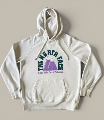 The North Face Graphic Hoodie Sweatshirt Cream White Women's Small