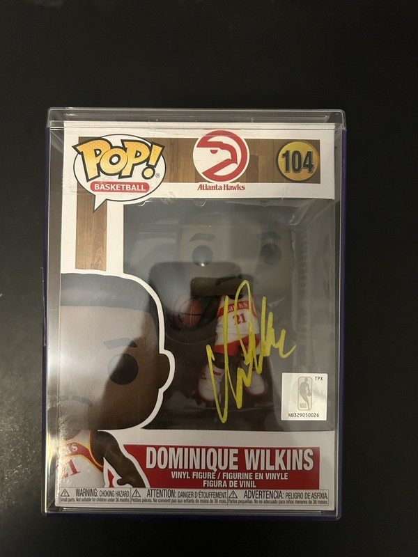 DOMINIQUE WILKINS SIGNED FUNKO POP TOY #104 ATLANTA HAWKS NBA WITH JSA COA RARE