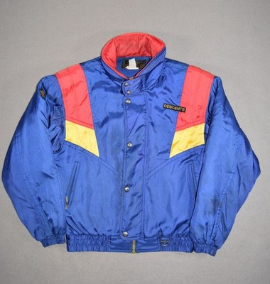 Vintage Descente Jacket Mens M US Blue Retro Ski Insulated Colorful Snowboard