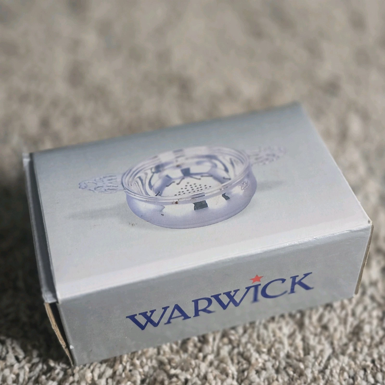 Warwick Royal Doulton #7091 Tea Strainer Bowl Silver Made in India Orig Box EUC