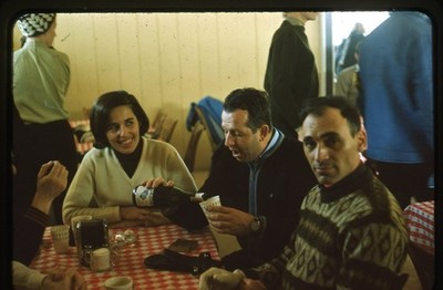 Vintage 1967 35mm Slide People Drinking Wine Ski Lodge Mid Century Snapshot