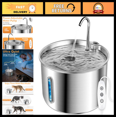 Stainless Steel Cat Water Fountain 135oz, Adjustable Pump, 3 Flow Modes, Ultra-Q