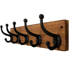 Rustic Coat Rack Wall Mount,5 Cast Iron Coat Hooks Wall Mounted,Heavy Duty Wa...