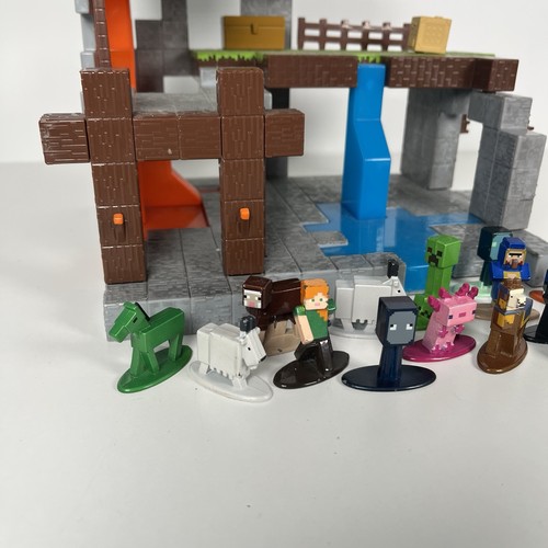Minecraft Nano Scene Metalfigs Overworld Playset + Extra Metal Figures VGC - Picture 2 of 11