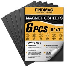 Magnetic Adhesive Sheets, 6 Pack Each 5" x 7" Flexible Magnet Strips with Sel...