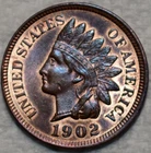 Uncirculated 1902 Indian Head Cent, Razor-Sharp specimen.