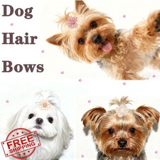 zaabaazina 20pc Puppy Hair Bows Flower Bowknot Brown Small Dog