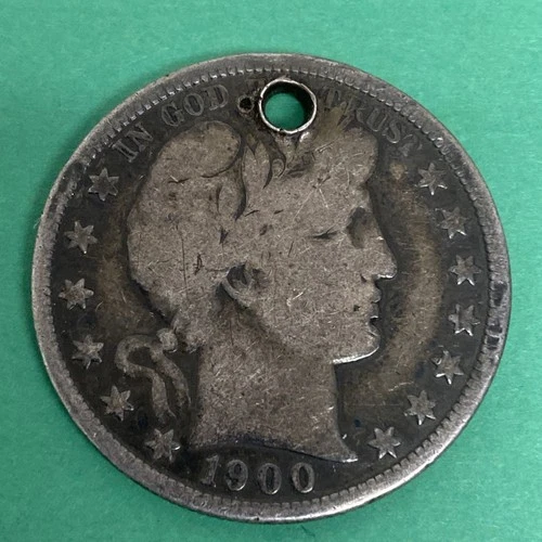 Barber Half Dollar 1900 Coin Circulated 90% Silver HOLE