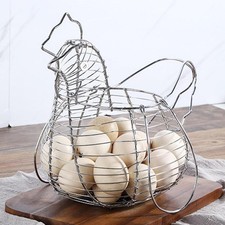 Metal Wire Chicken Egg Storage Basket Decorative Rustic Decor Food Vegetables 10.01 per metre