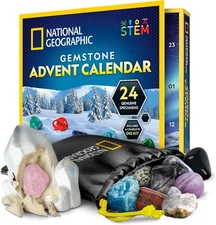 NATIONAL GEOGRAPHIC Gemstone Advent Calendar 2025 Kids 24 Gems Rock Dig Kit