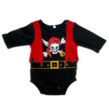 Baby Bodysuit PIRATE COSTUME Halloween Outfit Skull Crossbones Vest Belt Newborn