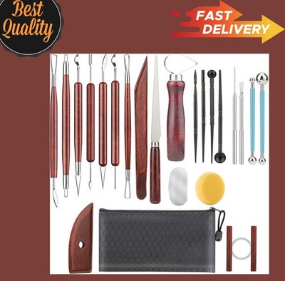 23PCS Clay Sculpting Tools Set Pottery Ceramic Polymer Modeling Kit