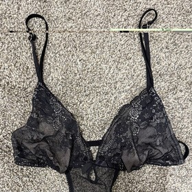 Victoria's Secret Sexy Little Things Black Mesh Lace Teddy Lingerie Bodysuit (M)