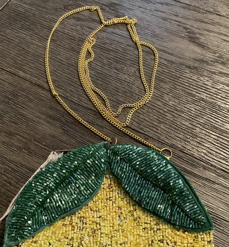 NEW with Tag Antica Sartoria by Giacomo Cinque Beaded Lemon Yellow HandBag - Picture 5 of 14