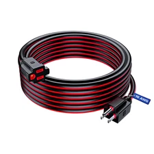 30 Ft Black and Red Extension Cord, Heavy Duty 3-Prong Outdoor Power Cable, ETL