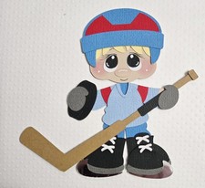 Hockey Player Blonde Hair. Scrapbook, Card Making Paper Piecing
