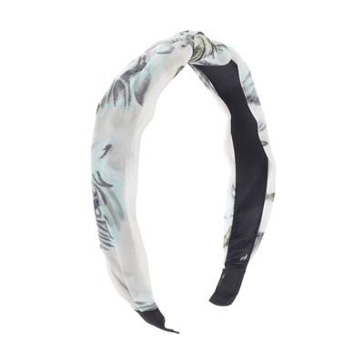 Fashion Hosta Flower Pattern Headbands for Women Grey White 1 Pc